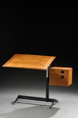 l'image d'un bureau en bois avec un tiroir en dessous