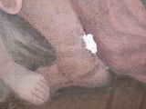 a painting of a man holding a cat on a couch