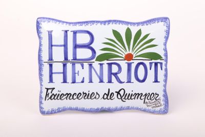 sign for hb henriot in france on a white background