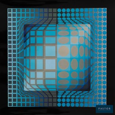 une image représentant un carré bleu et noir parsemé de points