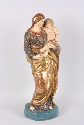 Vierge en bois polychrome. XVIIIème s. - Photo 1