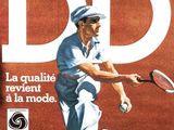 couverture de magazine représentant un homme brandissant une raquette de tennis sur un court de tennis