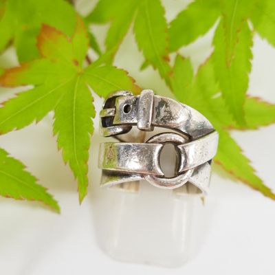 sterling silver ring with black onyxish stone, size 8
