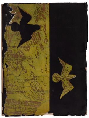 an old book with a bird on it and a bird on the cover
