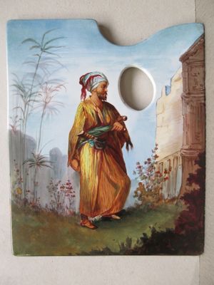 une photo d'un tableau représentant un homme vêtu d'une tenue jaune