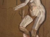 an image of a painting of a nude woman standing on a stool