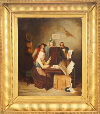 une image représentant un tableau où l'on voit une femme assise au piano