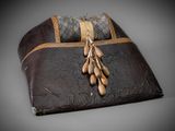 a leather case with a bunch of beans on it