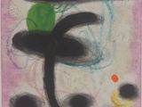 an image of a painting with a green leaf on top of it