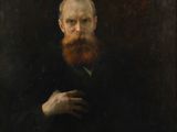 a painting of a man with a beard in a black suit