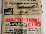 two old french newspapers on a white surface