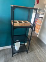 1 étagère en métal grillagé, dessus bois + étagère basse + b…