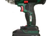 a close up of a cordless drill on a white background