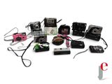 many different types of cameras on a white surface