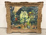 an oil painting of a painting of a tree in a field