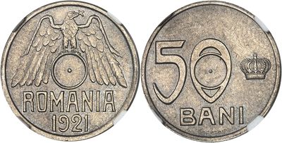 a close up of a coin with the number 50 on it