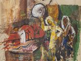 une image représentant un tableau où l'on voit un homme et une femme devant une horloge