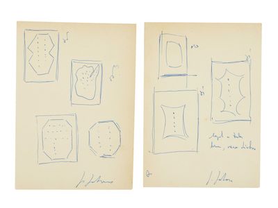 two drawings of different shapes and sizes of food on a piece of paper