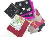 several different types of handkerchiefs on a white surface