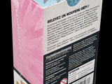 a pink box with a picture of a dog on it