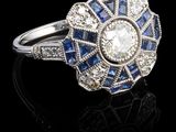 bague art déco en diamant et saphir