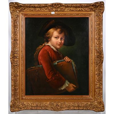 un tableau représentant un garçon tenant un livre à la main