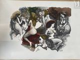 dessin représentant un groupe de femmes nues assises sur un canapé