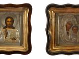 deux tableaux représentant Jésus et une femme, dans un cadre doré
