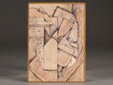 an image of a wooden plaque with a painting on it