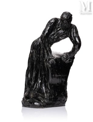 statue représentant un homme assis sur un rocher, la tête posée sur la main d'une femme