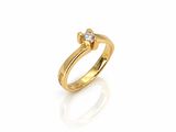 une bague en or jaune sertie de deux diamants