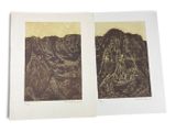 two prints of mountains are shown on a white surface
