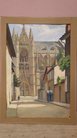 Aquarelle ‘Cathédrale de Limoges », signée en bas à droite Paul L...