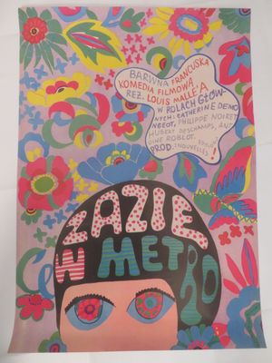 une affiche représentant la tête d'une femme ornée de fleurs