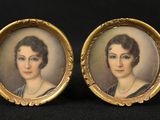 a pair of miniature portraits of a woman and a man