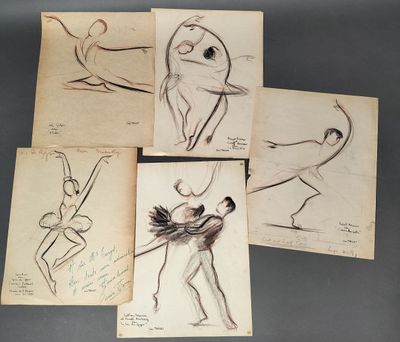 quatre dessins représentant un homme et une femme dans différentes poses