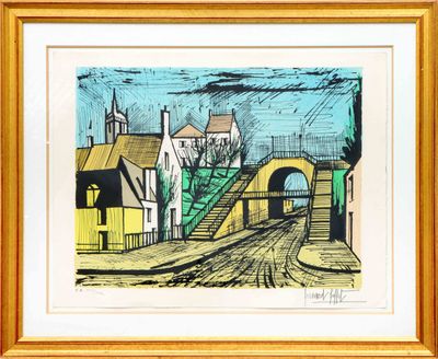 une image représentant un dessin d'un pont enjambant une rue
