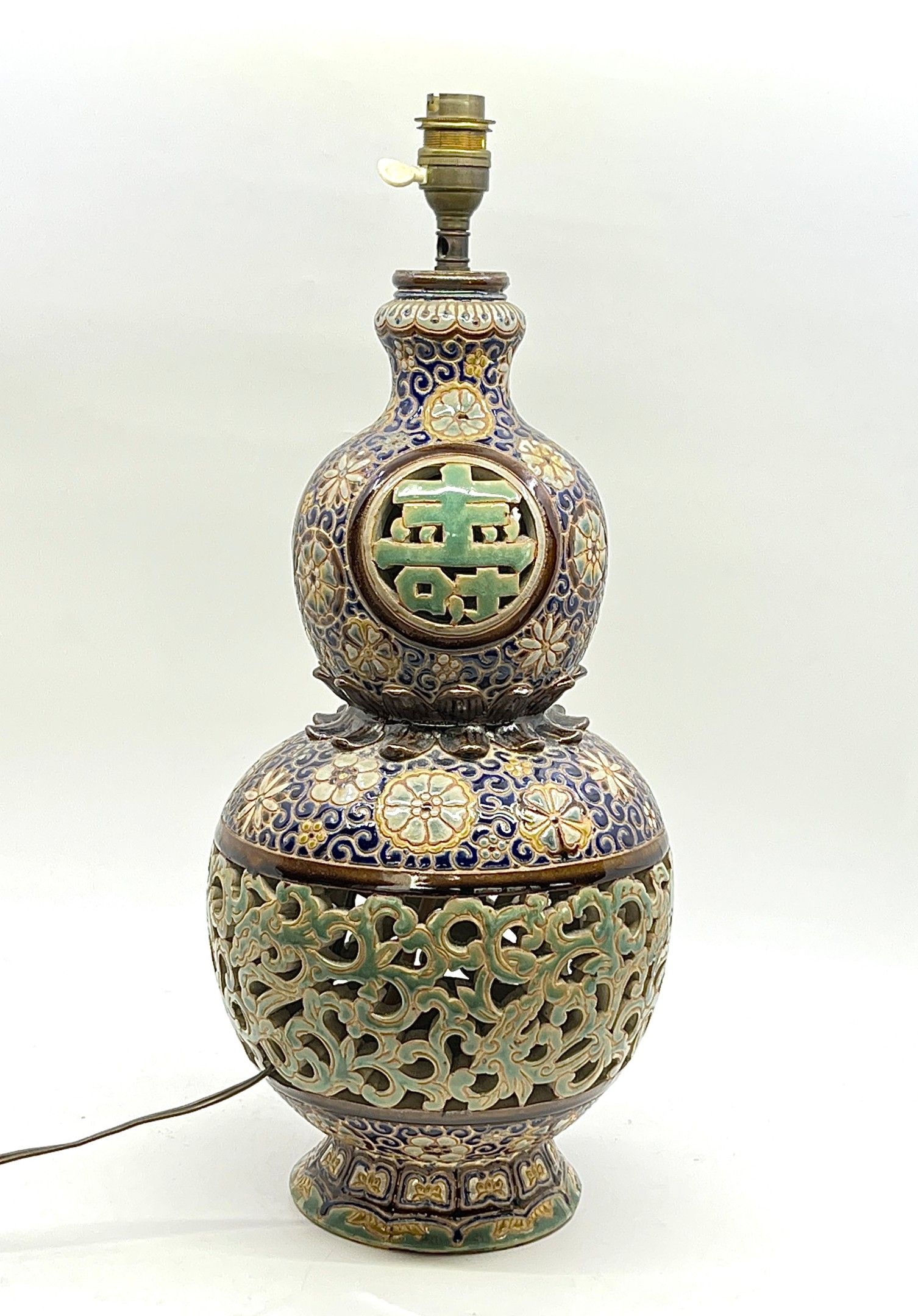 VIETNAM, ateliers de BIEN HOA. Pied de lampe en grès émaillé…