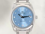 an image of a close up of a wrist watch with a blue dial