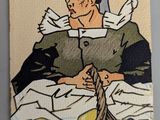 an image of a painting of a woman sitting in a laundry basket