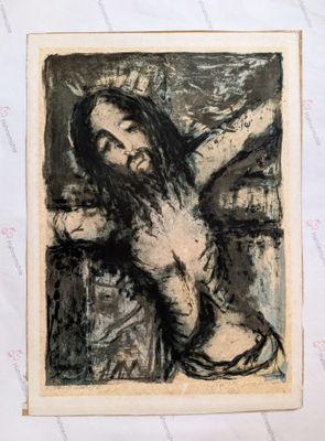 an image of a black and white drawing of a woman on a cross