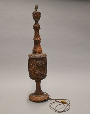 a lamp that is sitting on a table next to a cord