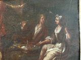 painting of a group of people sitting around a table in a room
