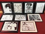 a lot of framed pictures on the floor of this room
