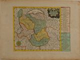 an old map of the country of england with a yellow border