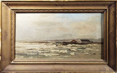 an image of a painting of a boat in a body of water