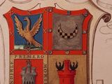 a drawing of a coat of arms with a dragon on it