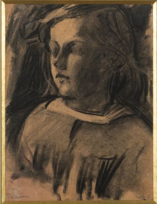 an image of a drawing of a young girl with a head scarf