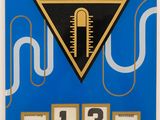 une image représentant un panneau bleu sur lequel figure un logo noir et doré