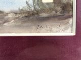 a picture of a painting of a desert scene